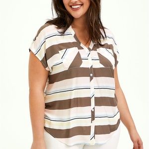 TORRID MULTI STRIPE CHALLIS DOLMAN BLOUSE